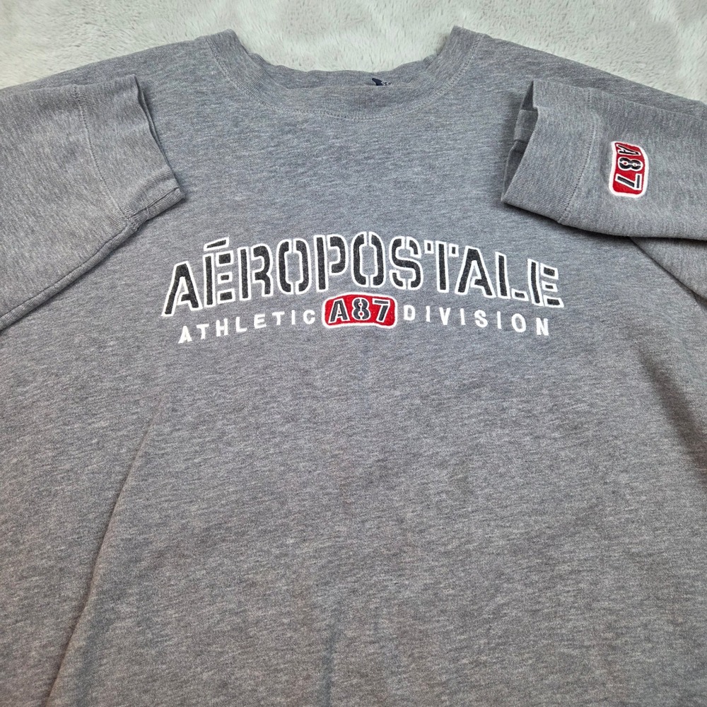 Aeropostale Athletic Division Sweatshirt Mens Large Gray A87 Crewneck L Gray